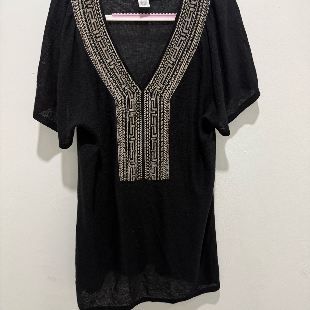 Chico's Black Tunic with Gold Embroidery